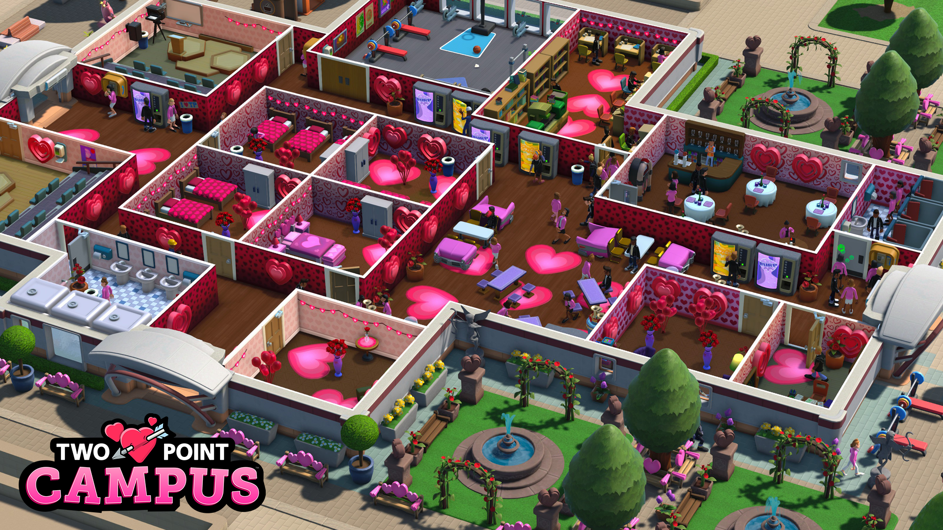 Two Point Campus is free to play on Steam now through February 13, Valentine's update drops